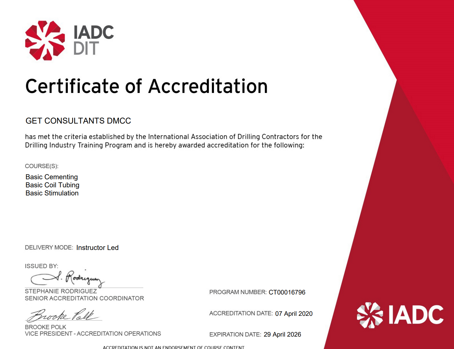 IADC Certificate