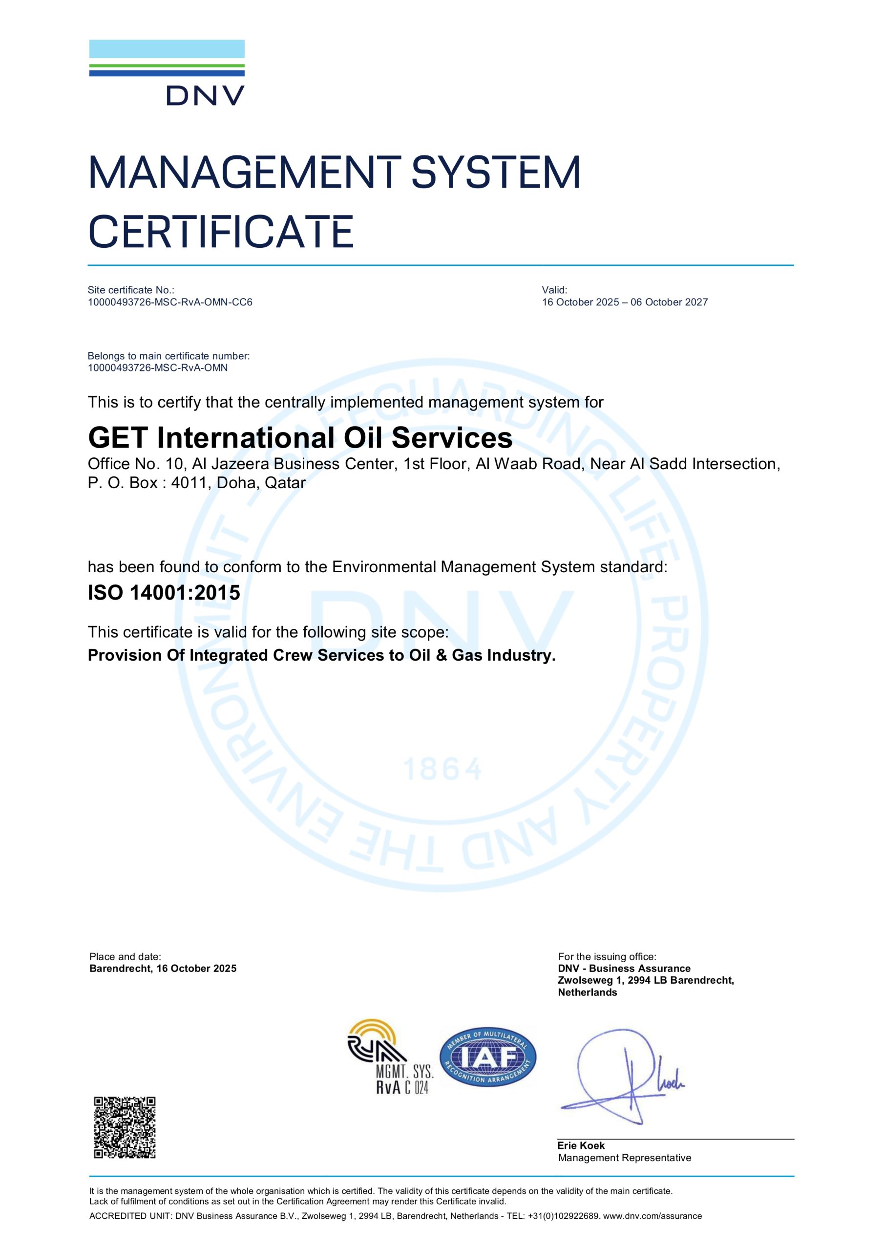 ISO 14001- GET International Oil Services