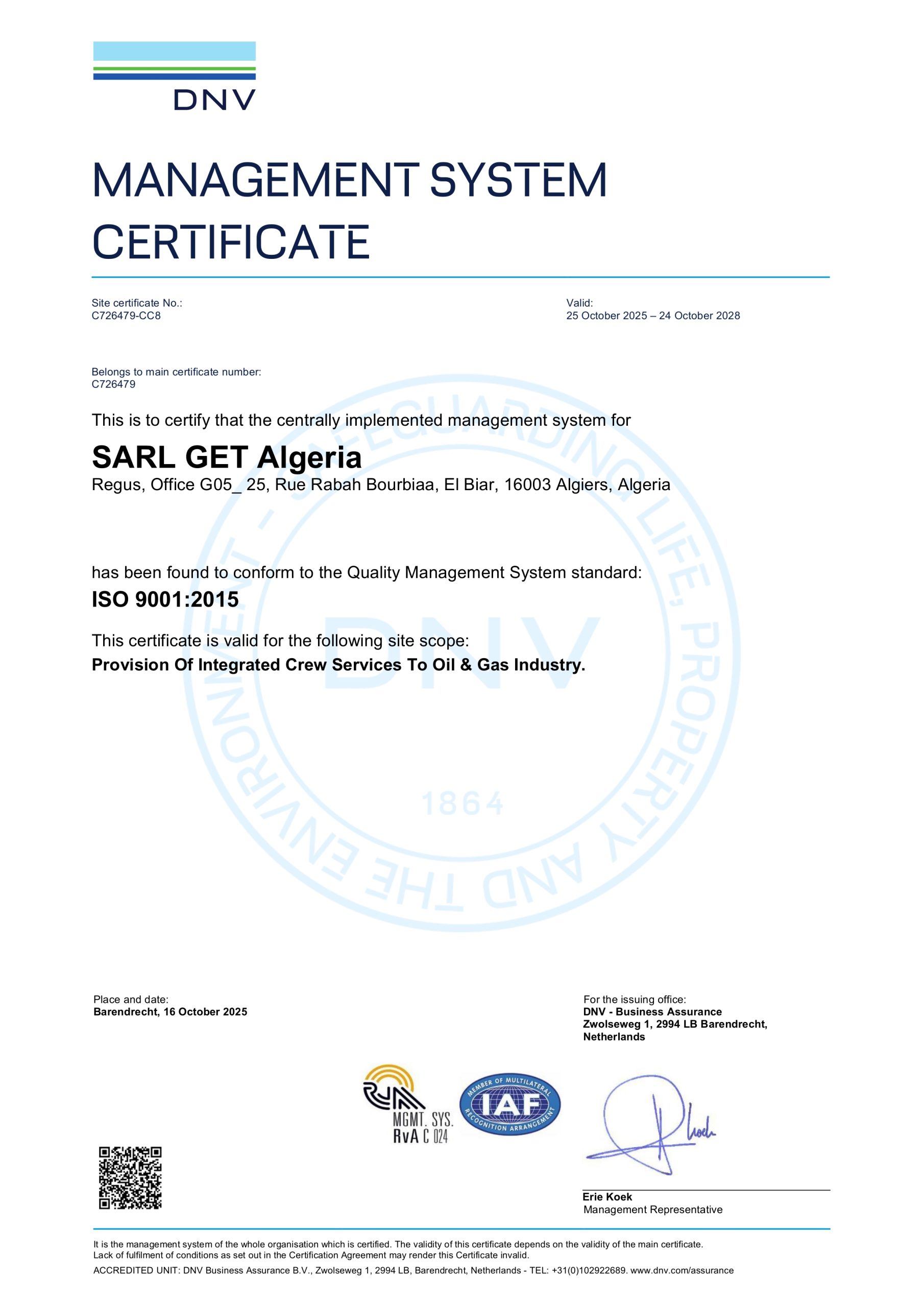 Algeria ISO Certificate